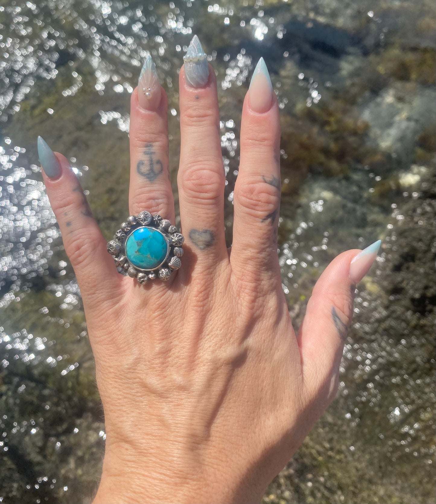 Mermaid Treasure Blue Spiny Oyster Turquoise Ring