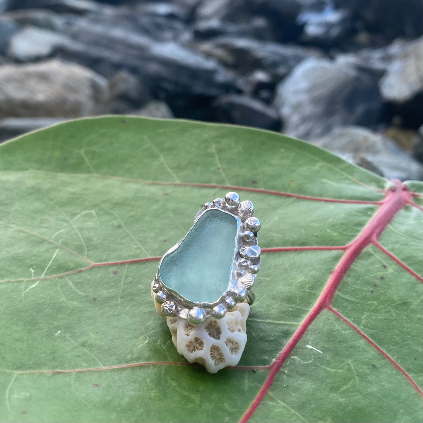 Mermaid Treasure Medium Sea Glass Ring
