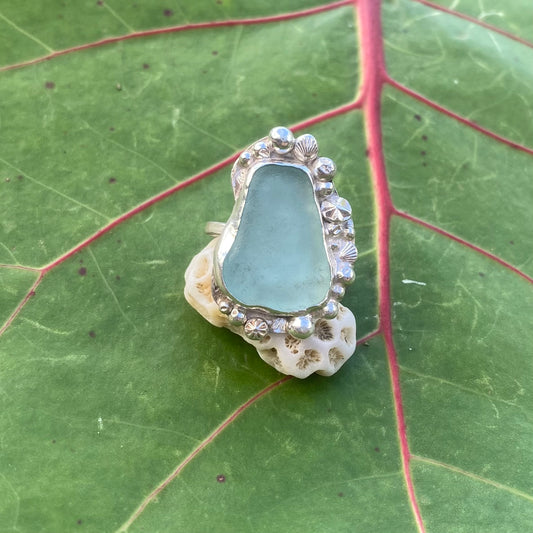 Mermaid Treasure Medium Sea Glass Ring