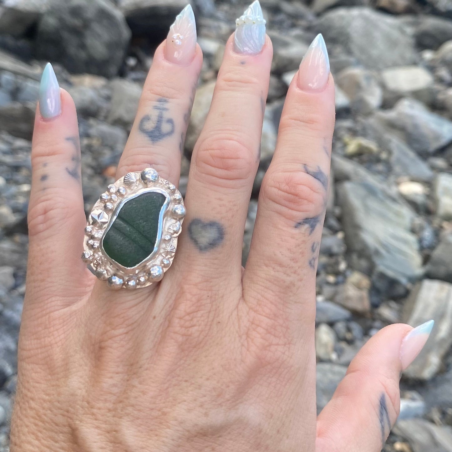 Mermaid Treasure Large Sea Glass Ring
