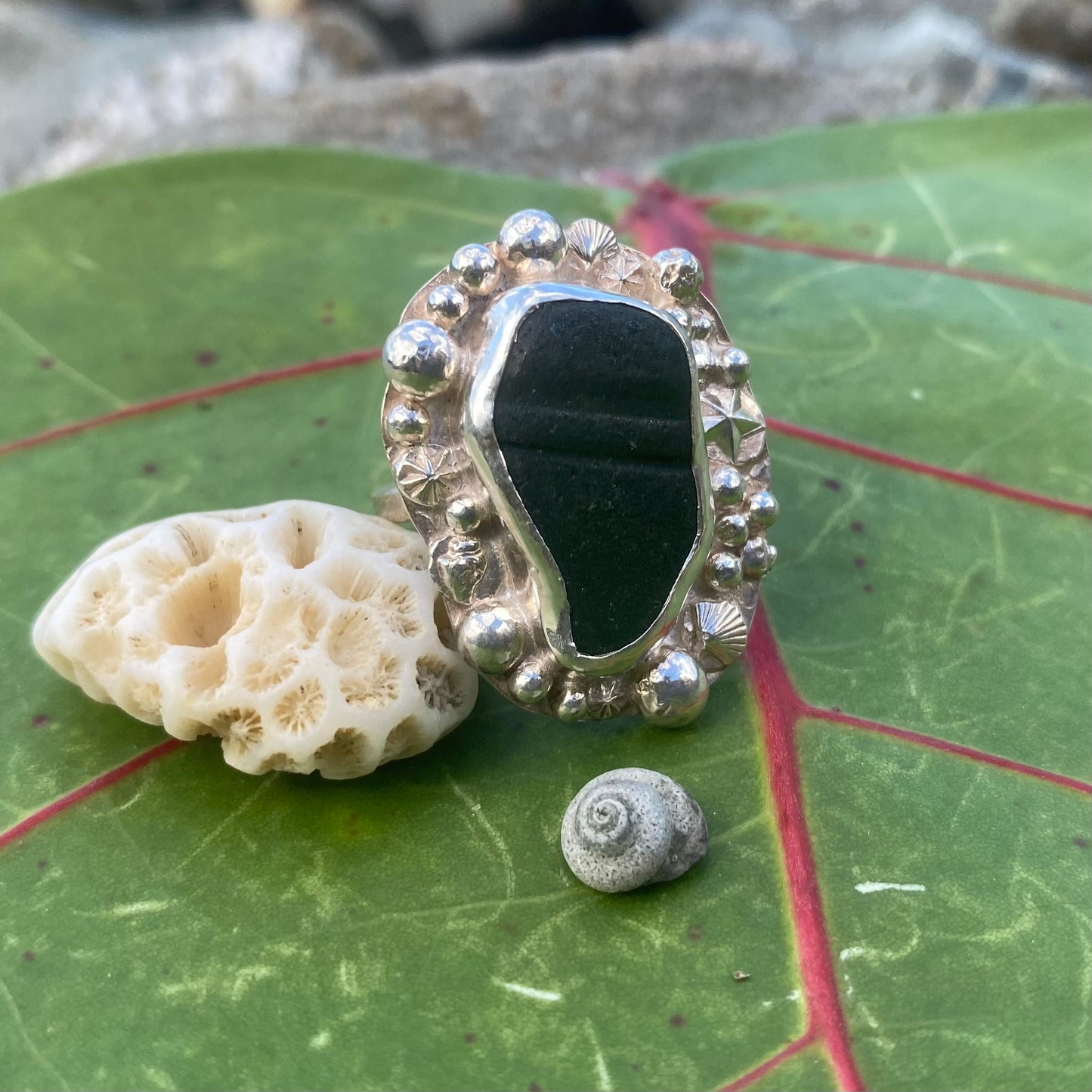 Mermaid Treasure Large Sea Glass Ring